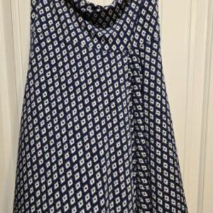 Max Studio Knee Length Skirt Size Large Blue and White
